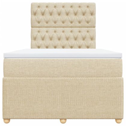 Боксспринг легло с матрак, кремаво, 120x200 см, плат