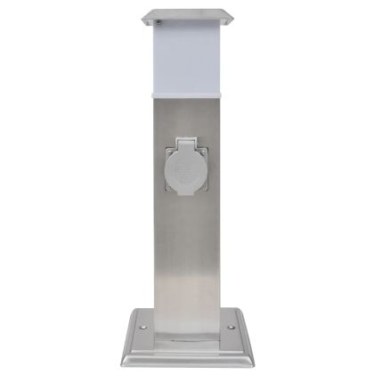 Градинска колона с контакт и лампа от неръждаема стомана