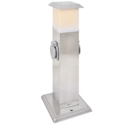 Градинска колона с контакт и лампа от неръждаема стомана