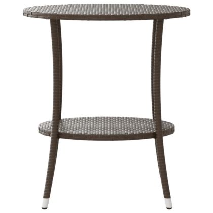 Накланящи се градински столове, 2 бр, с маса, кафяв, полиратан