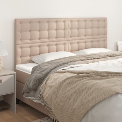 Табла за легло, цвят капучино, 180x5x118/128 см, изкуствена кожа