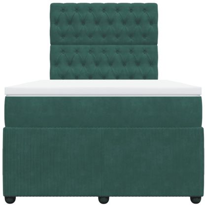 Боксспринг легло с матрак, тъмнозелено, 120x200 см, кадифе