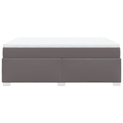 Боксспринг легло с матрак, сиво, 140x190 см изкуствена кожа