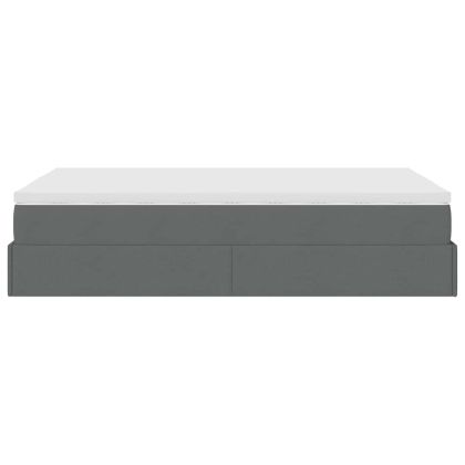 Османска легло с матрак, тъмносиво, 120x200 см, плат