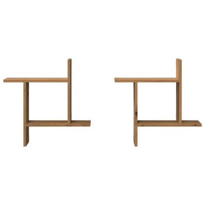 Стенни рафтове, 2 бр, дъб артизан, 50x12x50 см, инженерно дърво