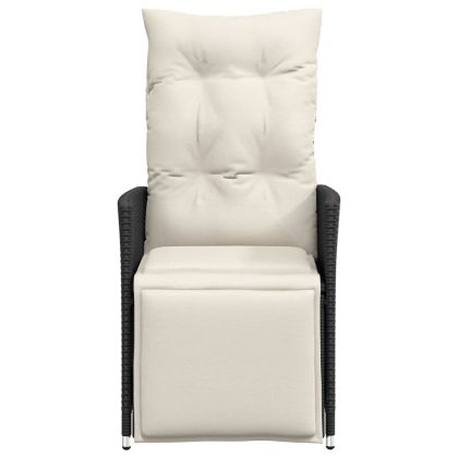 Накланящи градински столове с възглавници 2 бр черни полиратан