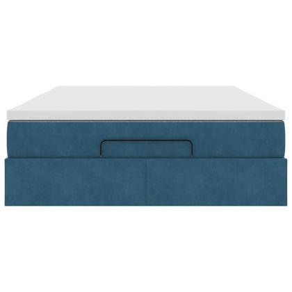 Османско легло с матрак Тъмно синьо 140x190cm кадифе