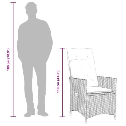 Градински трапезен комплект възглавници 7 части кафяв полиратан