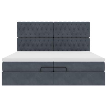 Османска легло с матраци, тъмносиво, 200x200 см, кадифе