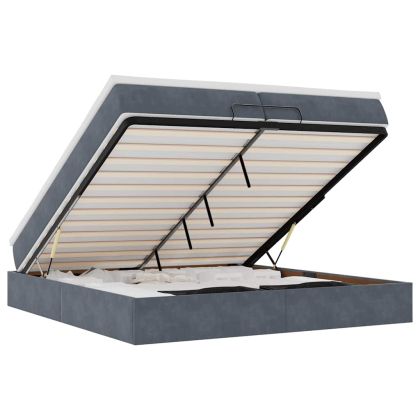 Османска легло с матраци, тъмносиво, 200x200 см, кадифе