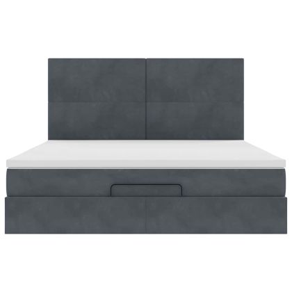 Османска легло с матраци, тъмносиво, 200x200 см, кадифе