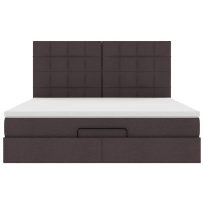 Османска легло с матрак, тъмнокафяво, 160x200 см, плат