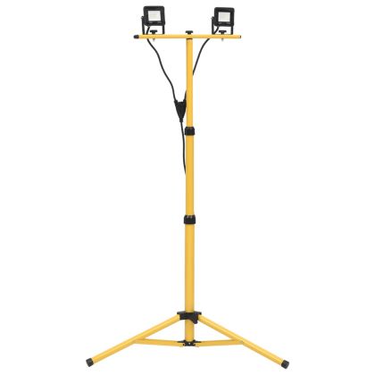 LED прожектор със статив, 2x10 W, топло бяло
