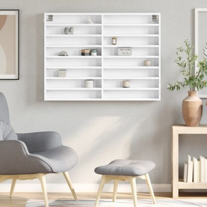 Шкаф витрина, бял, 100x8,5x75 см, инженерно дърво