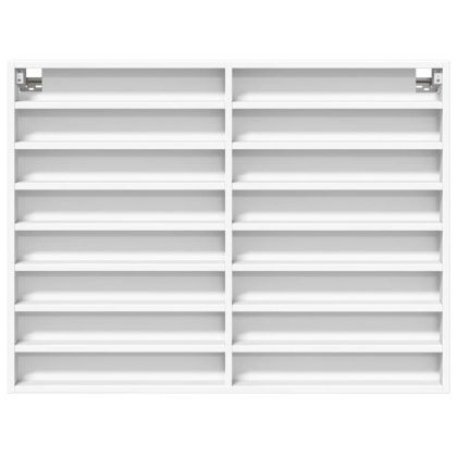 Шкаф витрина, бял, 100x8,5x75 см, инженерно дърво