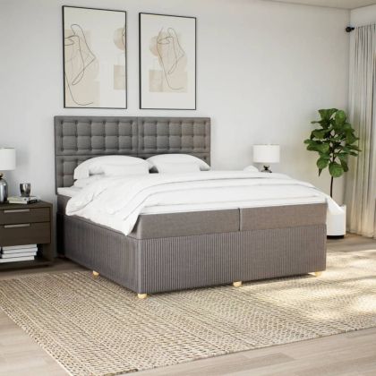 Боксспринг легло с матрак, таупе, 200x200 см, плат