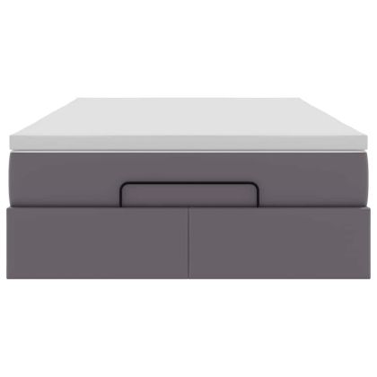 Османска легло с матрак, сиво, 120x200 см, изкуствена кожа