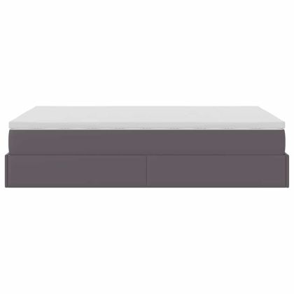 Османска легло с матрак, сиво, 120x200 см, изкуствена кожа