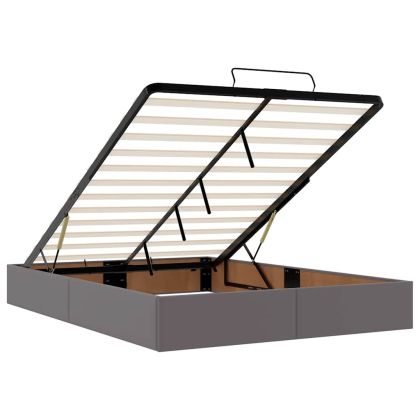 Османско легло с матрак сиво 140x190cm изкуствена кожа