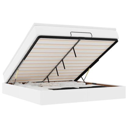 Османска легло с матрак, бяло, 160x200 см, изкуствена кожа