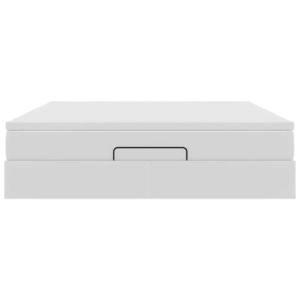 Османска легло с матрак, бяло, 160x200 см, изкуствена кожа
