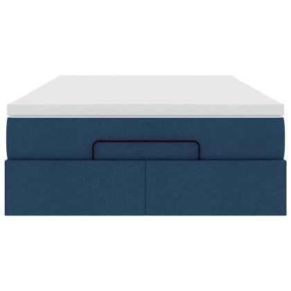 Османска легло с матрак, синьо, 120x200 см, плат