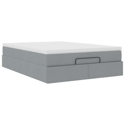 Османско легло с матрак Светло сиво 140x190 cm Плат