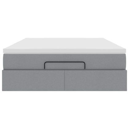 Османско легло с матрак Светло сиво 140x190 cm Плат