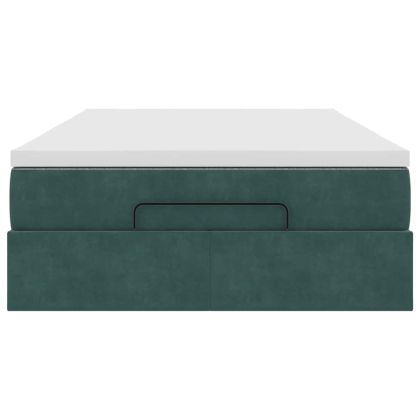 Османска легло с матрак, тъмнозелено, 120x200 см, кадифе