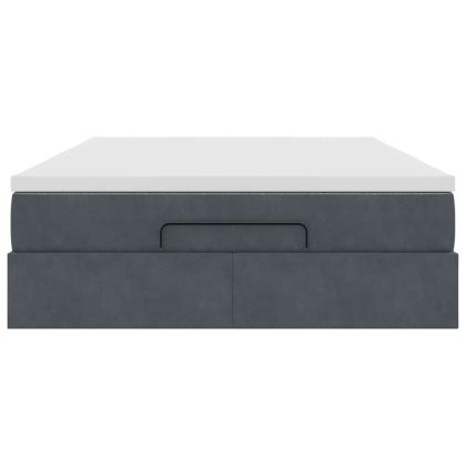 Османско легло с матрак Тъмно сиво 140x190cm кадифе