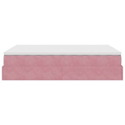 Османско легло с матрак розово 140x190cm кадифе
