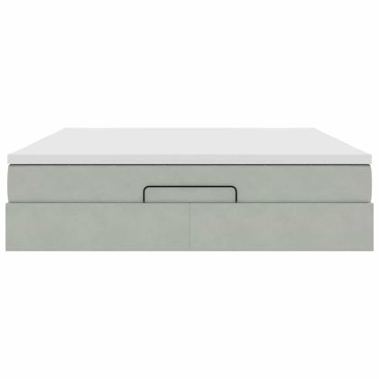 Османско легло с матрак Светло сиво 180x200 cm Кадифе