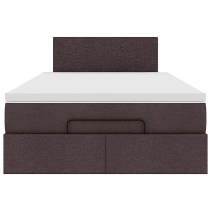 Османска легло с матрак, тъмнокафяво, 120x200 см, плат