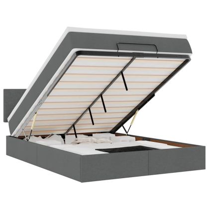 Османско легло с матрак Тъмно сиво 140x190 cm Тъкан