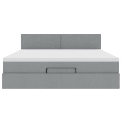 Османска легло с матрак, светлосиво, 160x200 см, плат