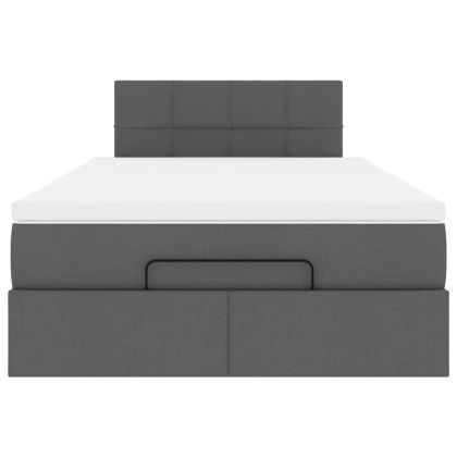 Османска легло с матрак, тъмносиво, 120x200 см, плат