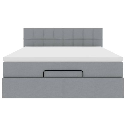 Османско легло с матрак Светло сиво 140x190 cm Плат