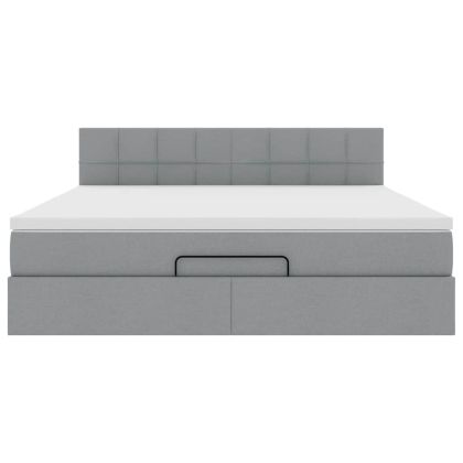 Османска легло с матрак, светлосиво, 160x200 см, плат