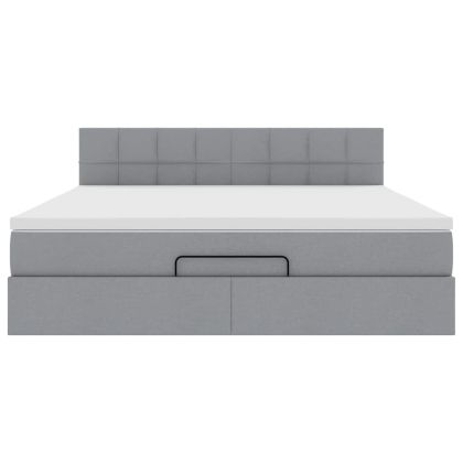 Османска легло с матрак, светлосиво, 180x200 см, плат