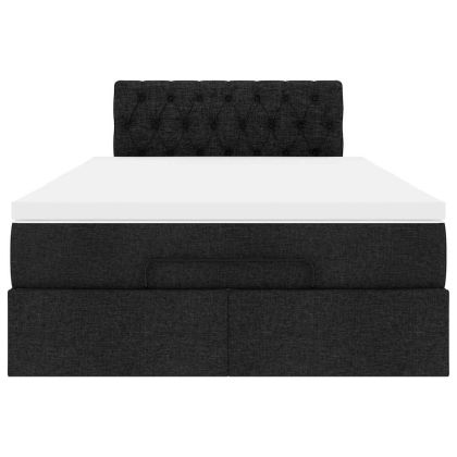 Османска легло с матрак, черно, 120x200 см, плат