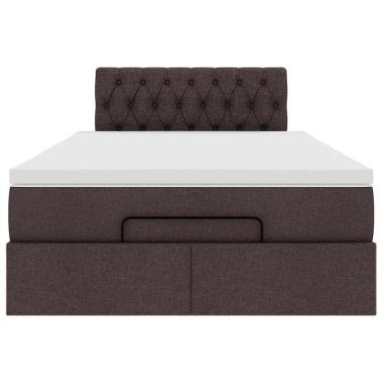 Османска легло с матрак, тъмнокафяво, 120x200 см, плат