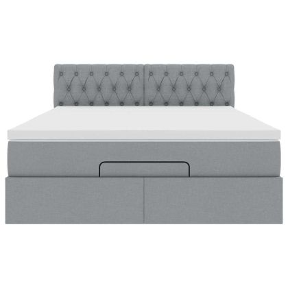 Османско легло с матрак Светло сиво 140x190 cm Плат