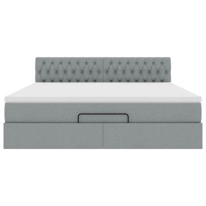 Османска легло с матрак, светлосиво, 160x200 см, плат