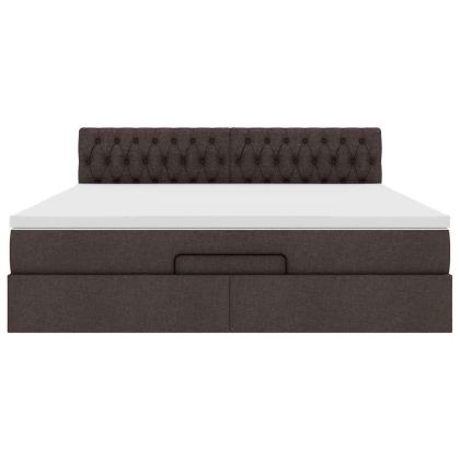 Османска легло с матрак, тъмнокафяво, 160x200 см, плат