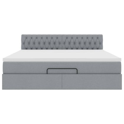 Османска легло с матрак, светлосиво, 180x200 см, плат