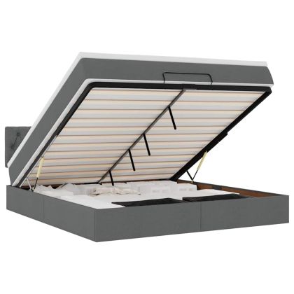 Османска легло с матрак, тъмносиво, 180x200 см, плат