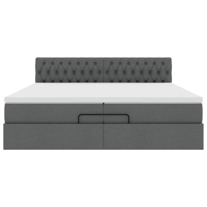 Османска легло с матрак, тъмносиво, 200x200 см, плат