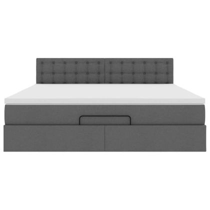 Османска легло с матрак, тъмносиво, 160x200 см, плат