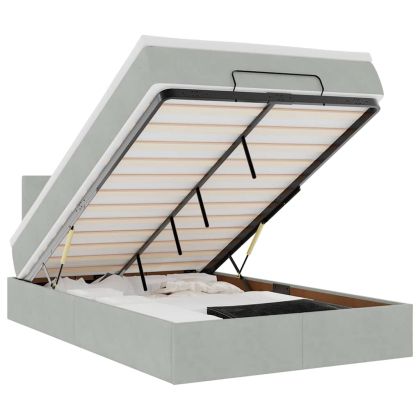 Османска легло с матрак, светлосиво, 120x200 см, кадифе