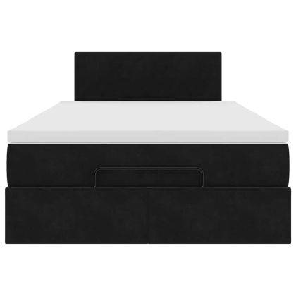 Османска легло с матрак, черно, 120x200 см, кадифе